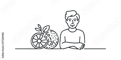 Man with Orange Fruit and Leaves Icon