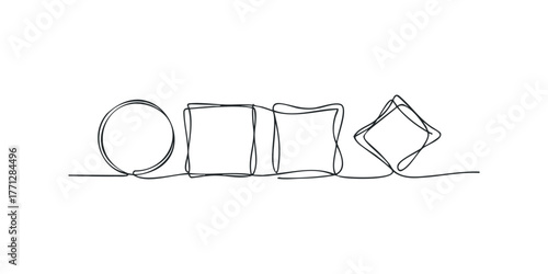 Minimalist single line drawing of evolving shapes circle square rhombus