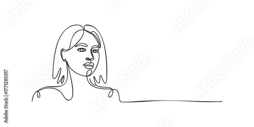 Minimalist Line Drawing of a Woman's Face Profile