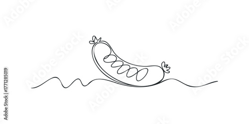 Sausage sketch on wavy surface line drawing