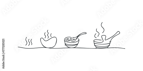 Steaming Pots Line Art