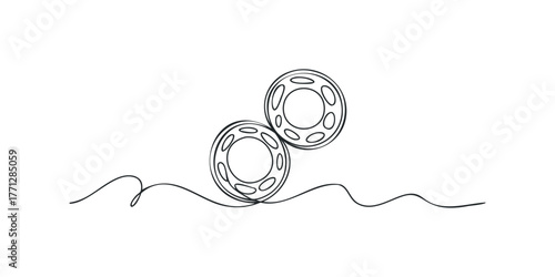 Two circular gears on a wavy line