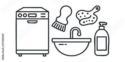 Kitchen cleaning appliance with sink and supplies