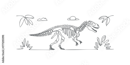 Dinosaur Skeleton Line Drawing