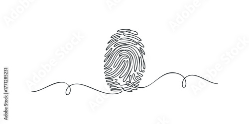 Single Line Fingerprint Graphic on White Background