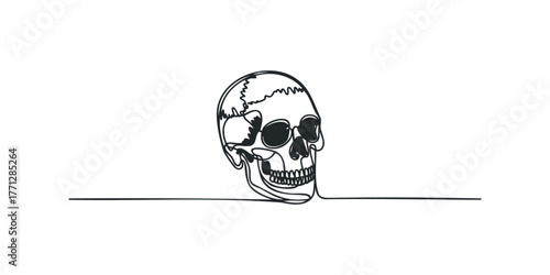 Single Line Drawing of a Skull