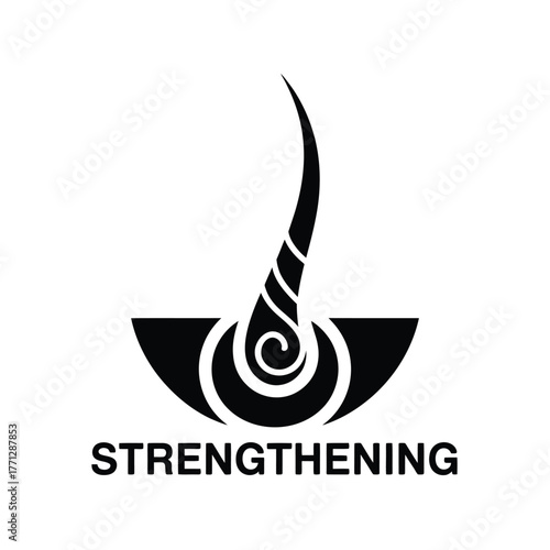 Stylized hair strand icon representing strength and health