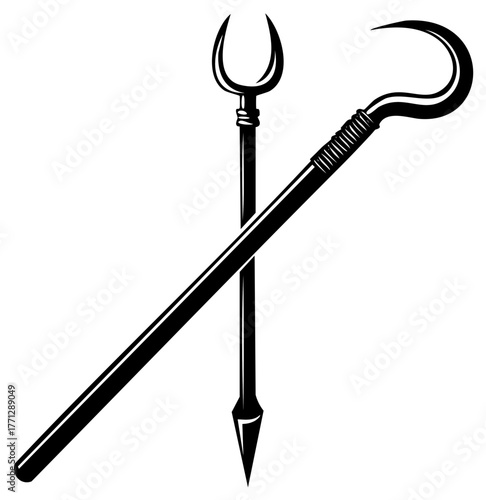 Ancient Egyptian Pharaoh's Royal Crook and Flail Symbol Set