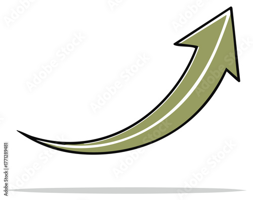 Elegant Green Arrow Sweeping Upward Emphasizing Progress and Growth