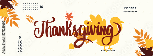Happy Thanksgiving Day Banner, Autumn Harvest Celebration, Pumpkin and Leaves Seasonal Design, Fall Holiday Background, Gratitude Festival Vector Illustration