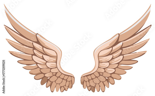 Elegant Decorative Wings Vector Illustration Beige Tone Perfect for Symbolism and Artistic Graphic Design