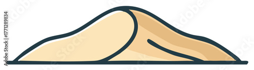 Minimalist Sand Dune Icon Simple Vector Illustration of Desert Landscape