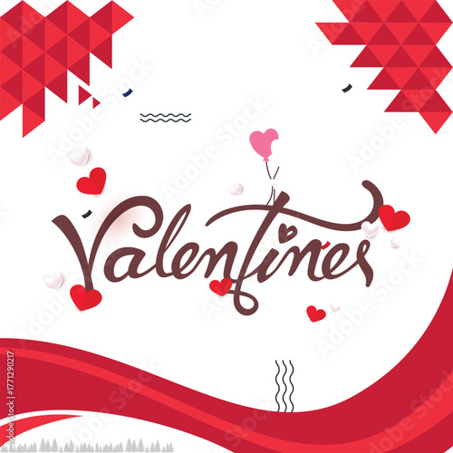 Happy Valentine’s Day Romantic Banner – Global Love Celebration, Heart Shape Abstract Background, Couples Relationship Design, Romantic Greeting Template Vector Illustration