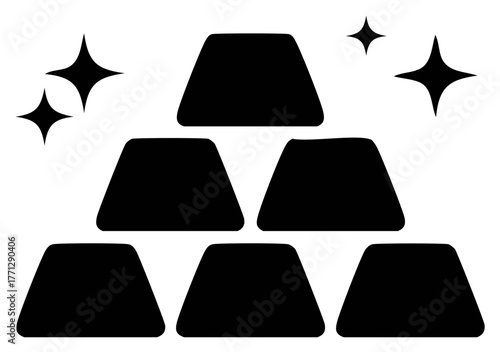 Stack of Black Gold Bars With Sparkle Accents