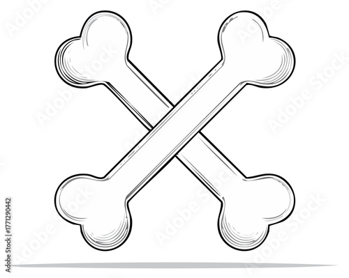 Two Crossing Bones in Doodle Style: Skull and Crossbones Danger Sign Illustration