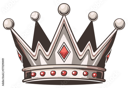 Stylized Crown with Jewels Illustration Royal Symbol of Power and Authority