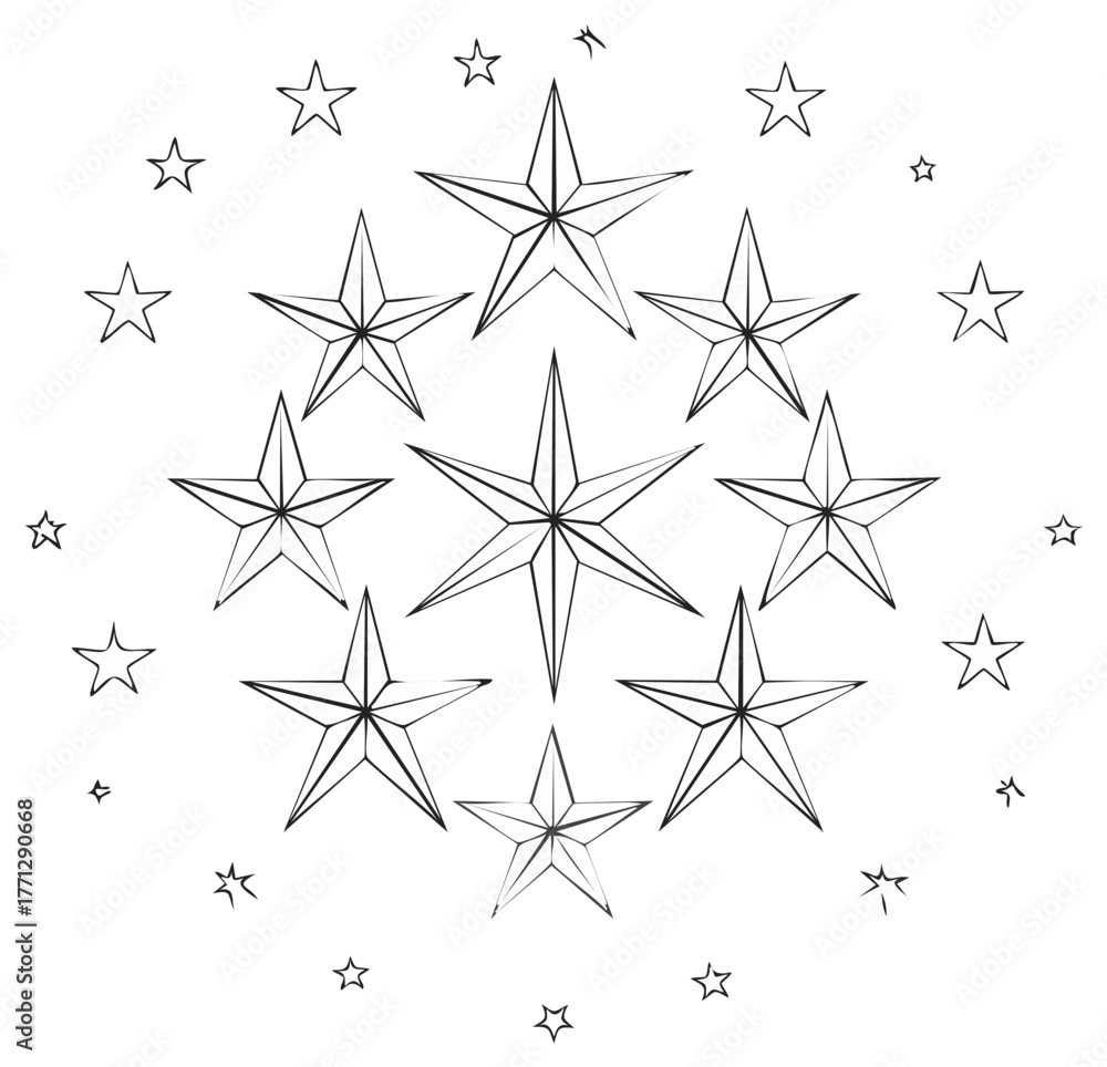 Obraz premium Starry Galaxy Outline Pattern with Festive Celestial Shapes