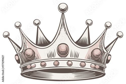 Elegant Vector Crown Illustration Royal Symbol of Power and Authority Antique Headdress for King or Queen Symbol with Detailed Ornamental Design