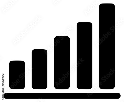 Rising Bar Chart Showing Growth or Progress. Ascending Graph Icon Vector Illustration Depicting Increase and Positive Trends.