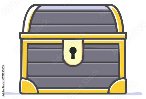 A closed vintage treasure chest icon with golden trim a mystery storage box for ancient treasures and pirate booty