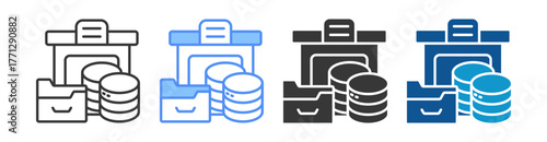 Data Warehouse Icon Set Multiple Style Collection
