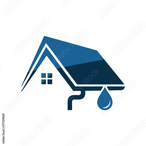 Home gutter system with water drop logo