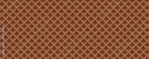 Chocolate waffle background texture. Ice cream cone seamless pattern