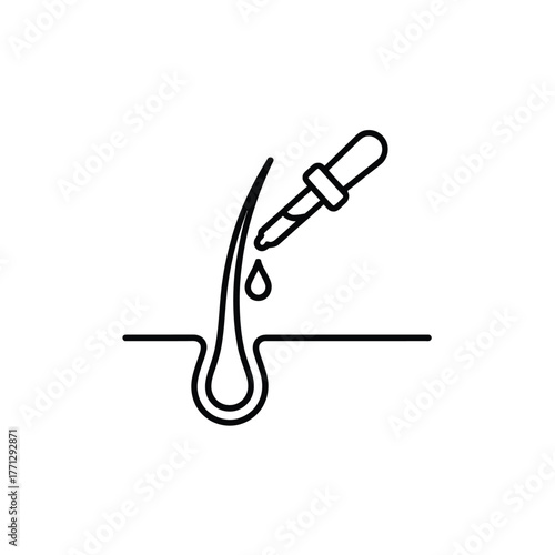 Hair growth serum dropper applying treatment to hair follicle