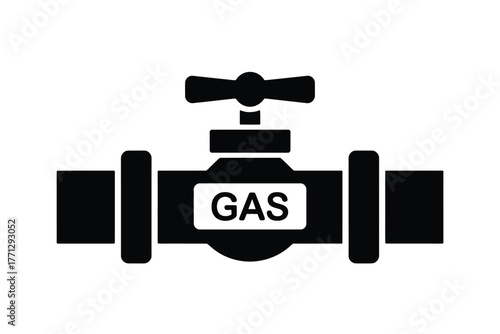 Black and white icon of a gas pipeline valve