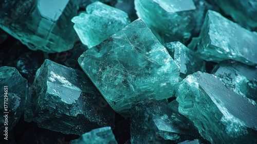Close-up view of teal-colored crystals