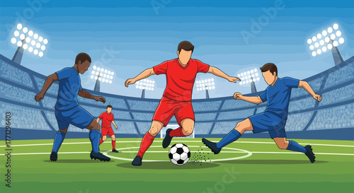 Soccer players in action during a competitive match on the field 2.