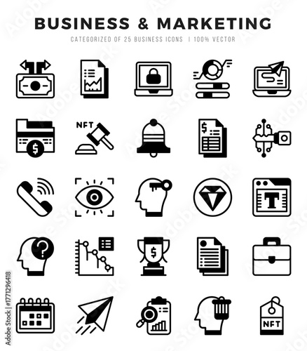 Business & Marketing elements. Lineal Filled web icon set. Simple vector illustration.