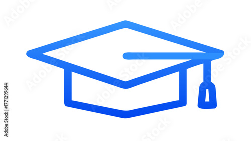 Blue Graduation Cap Icon Against Black Background