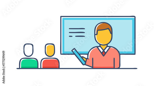 Teacher presenting lesson in front of a classroom of students