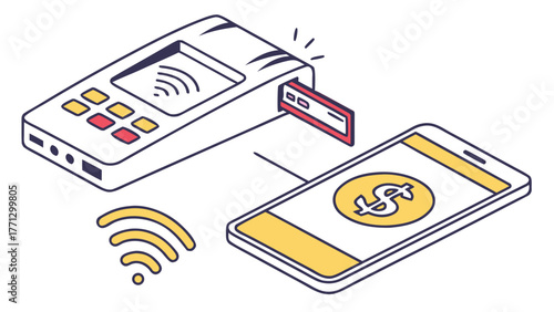 Smartphone making an electronic payment with credit card