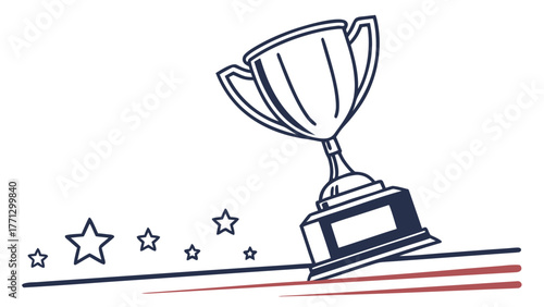 Trophy illustration with star elements and vector design
