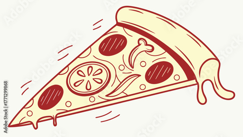 A delicious pizza slice vector icon on a white background