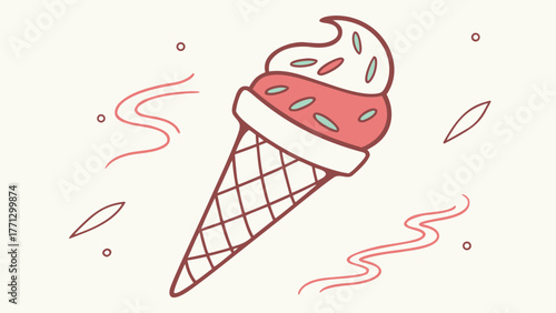 Illustration of an ice cream cone with sprinkles