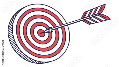 Arrow hitting the center of a target demonstrating success