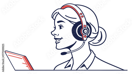 Smiling woman in headset providing customer support