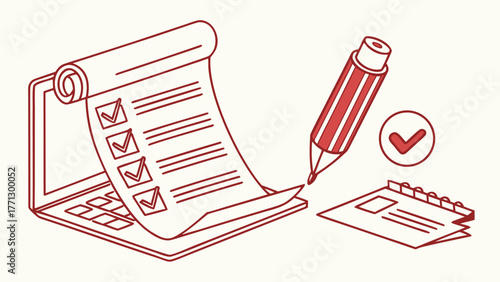 A checklist and a pen completing tasks on a paper document