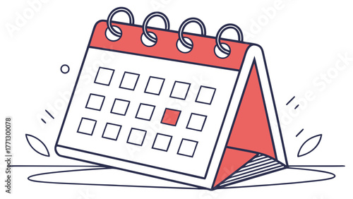 A red and white calendar icon displaying daily dates