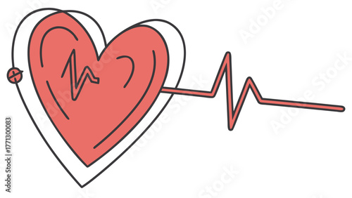 Heart with a pulse waveform design element for healthcare