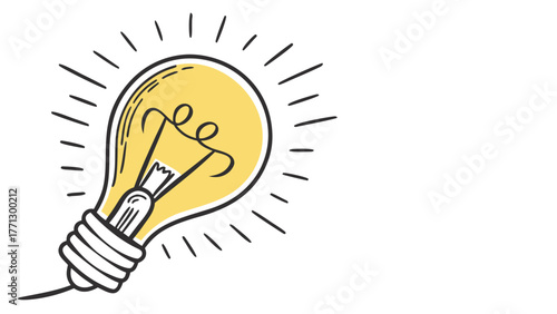 A Yellow Light Bulb With Idea Rays for Innovation