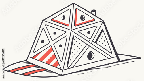 Geometric Icon Representation of a House with Abstract Designs