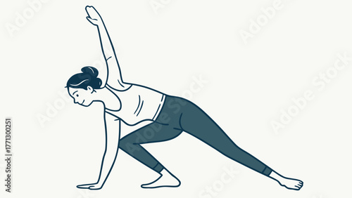 Woman in yoga pose performing exercise and stretching