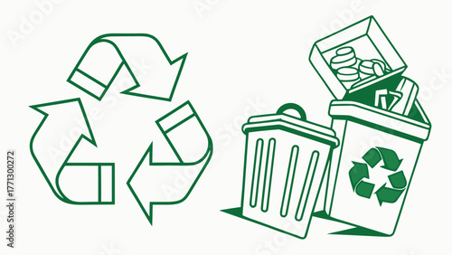 Recycling icon showing waste disposal and environmental effort