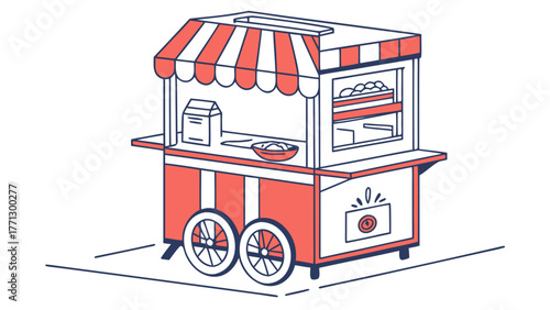 A vector illustration of a street food cart