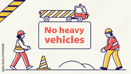 Illustration of No Heavy Vehicles Sign in Flat Vector Design