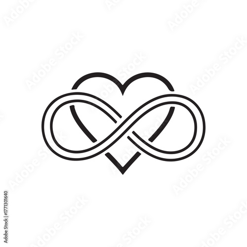 Minimalist Heart Logo Design Infinity Loop Heart Vector Illustration on white back ground